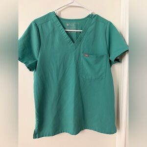 Figs Teal V-Neck Scrub Top